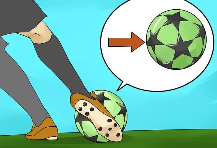 Teknik Cara Menendang Bola Dengan punggung kaki pada Permainan Sepakbola (image wikihow)